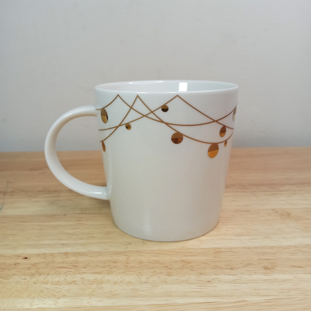 Starbucks Mug White Cream Gold Ceramic Coffee 16 Oz Cerebration Holidays - Picture 3 of 7